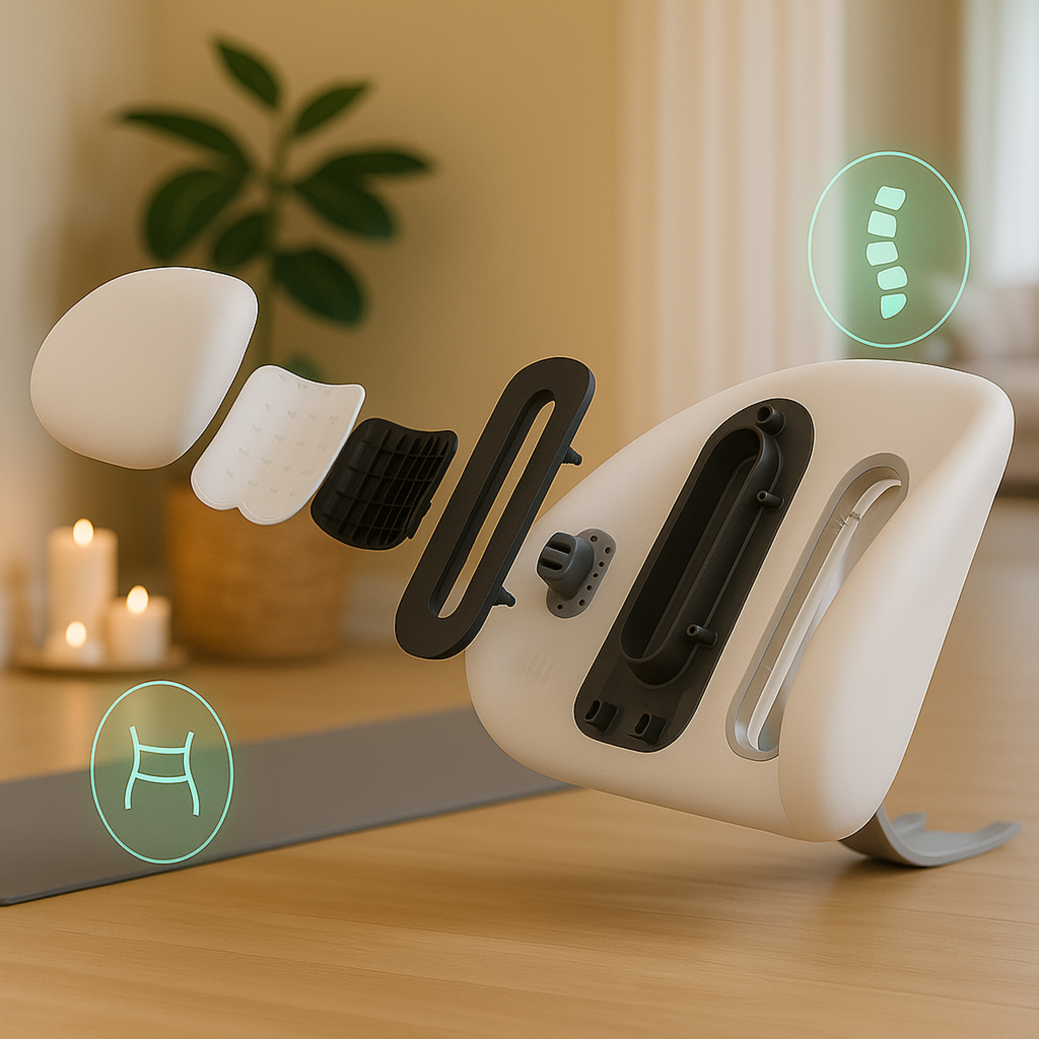 A diagram of the nuvibe x cicido ergoluxe cushion