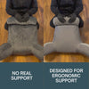 Split-screen video: ordinary cushion with no real support vs. NuVibe Ergonomic Comfort Cushion designed for superior back support, posture alignment, and all-day sitting comfort.